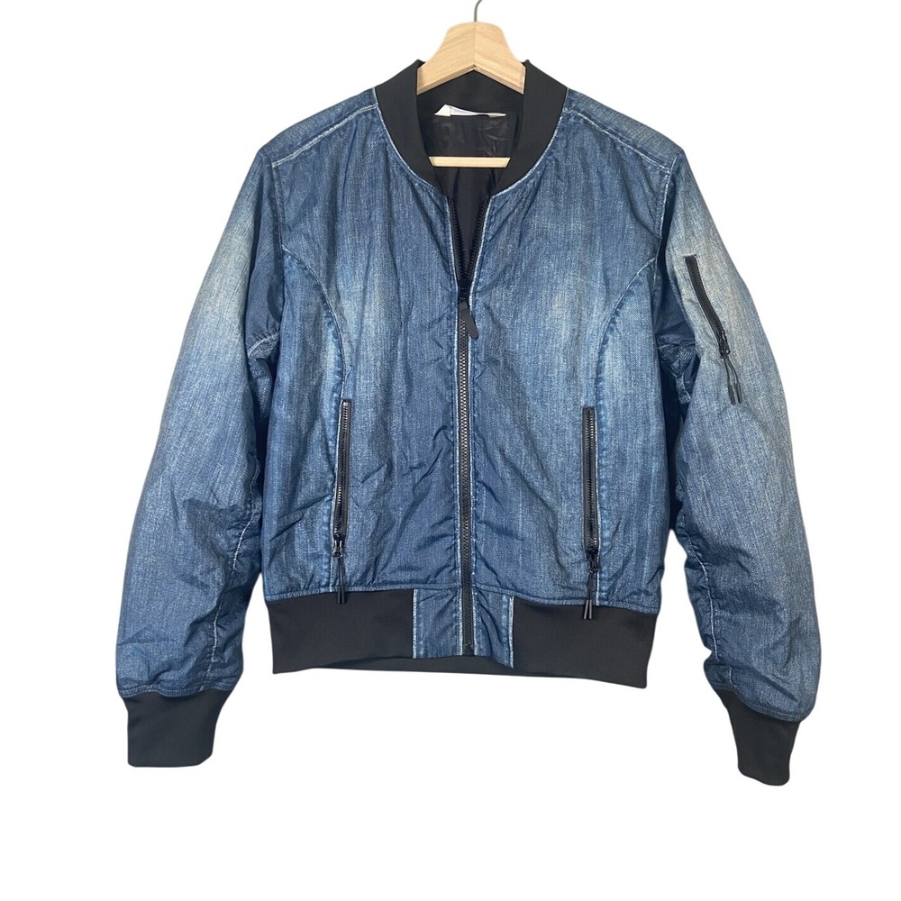 North Face Heatseeker Jacket Bomber Jacket Size M Blue Denim-Look Zip Up Street
